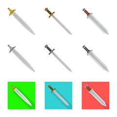 Vector design of game  and armor  logo. Set of game  and blade  vector icon for stock.