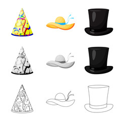 Isolated object of clothing and cap sign. Collection of clothing and beret stock symbol for web.