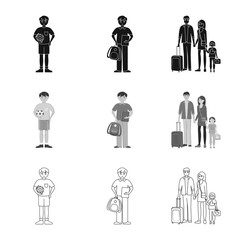 Vector design of character and avatar  sign. Set of character and portrait stock vector illustration.