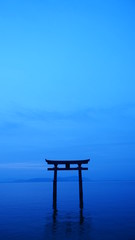 湖面に立つ鳥居