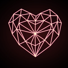 Abstract neon geometric heart illustration