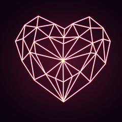 Abstract neon geometric heart illustration