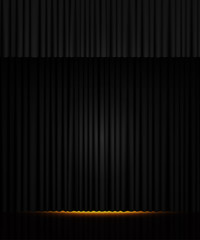 Background with black curtain. Design for presentation, concert, show