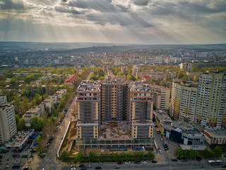 Aerial drone view of kishinev city