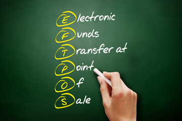 EFTPOS - Electronic Funds Transfer at Point of Sale acronym, business concept on blackboard