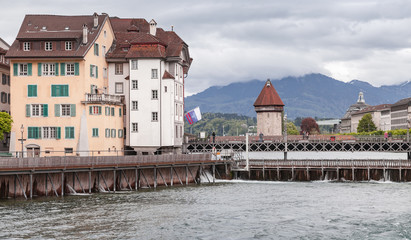 Lucerne cityscape with old dam