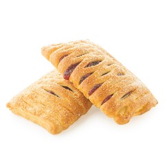 Puff pastry with filling on a white background