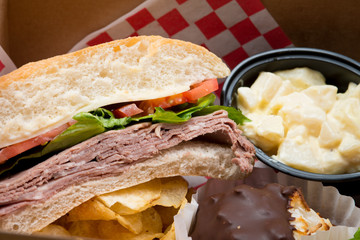 sandwich and potato salad