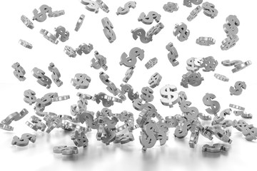 Silver dollar sign. 3D rendering.