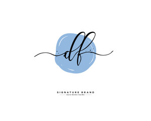 D F DF initial logo handwriting  template vector