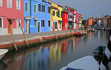 Fototapeta na wymiar Navigable waterway of Burano Island in Italy