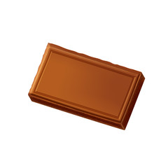 Piece milk chocolate on white background, vector illustration.