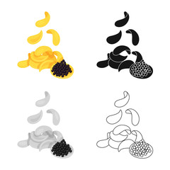 Vector design of chips and caviar  logo. Collection of chips and culinary stock symbol for web.