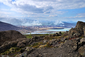 Factory near the water