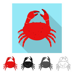 Vector illustration of crab  and seafood icon. Set of crab  and sea  stock symbol for web.