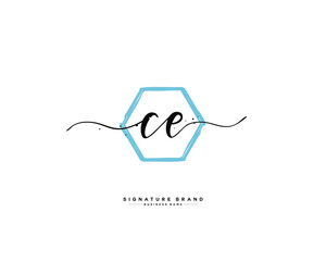 C E CE initial logo handwriting  template vector