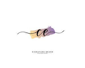 C E CE initial logo handwriting  template vector