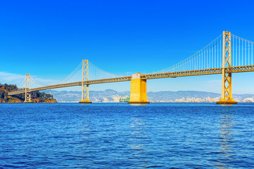 Oakland Bay Bridge. Ocean Quay in the north of San Francisco.
