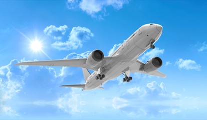 Airplane isolated on Sky 3D Rendering