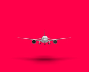 Airplane isolated on Red 3D Rendering