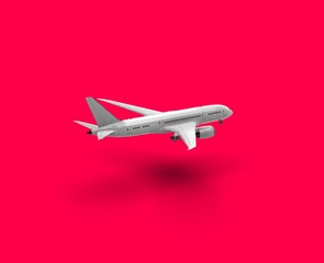 Airplane isolated on Red 3D Rendering