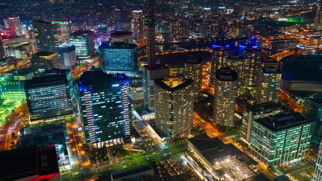 time lapse of Yokohama Cityscape at night, Japan