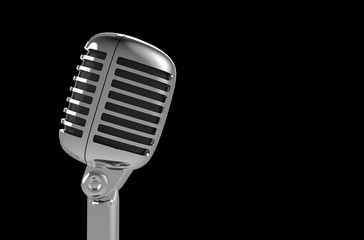 Microphone on Black Background 3D Rendering
