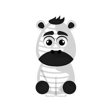 Isolated cute zebra on white background - Vector