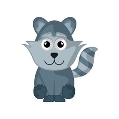 Isolated cute raccoon on white background - Vector