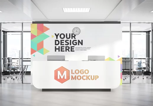 Download Reception Desk In Modern Office Mockup Stock Template Adobe Stock