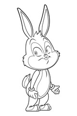 Cute easter bunny celebration isolated black and white