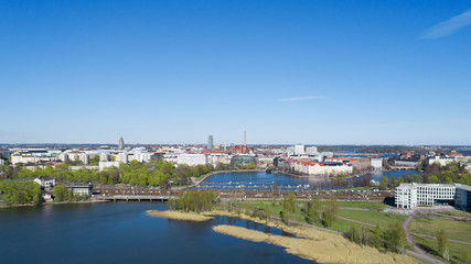 Fototapeta premium Scenic summer aerial panorama of the Helsinki city, Finland