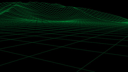 Abstract vector wireframe landscape. Abstract mesh background. Polygonal mountains. Vector illustration.