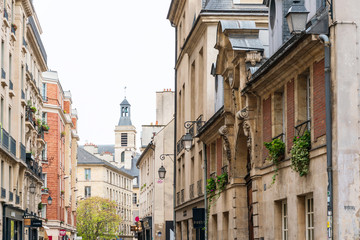 Fototapeta na wymiar PARIS, FRANCE - MARCH 31, 2019: beautiful Street view of Buildings, Paris city, France.