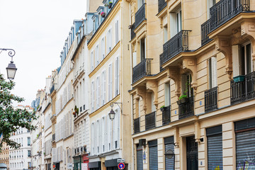 PARIS, FRANCE - MARCH 31, 2019: beautiful Street view of Buildings, Paris city, France.