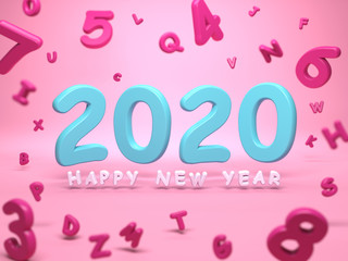 New Year 2020 Creative Design Concept - 3D Rendered Image