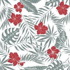 Deurstickers Tropical leaves seamless pattern, vector © Евгения Савченко