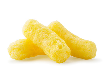 Corn sticks close up on a white. Isolated.