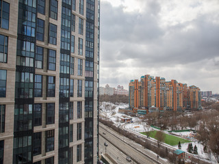 Fototapeta premium Residential area, view above. View of Moscow, Russia