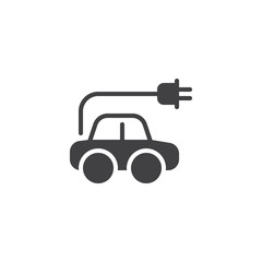 Electric car vector icon. Eco car filled flat sign for mobile concept and web design. Auto with electric plug glyph icon. Symbol, logo illustration. Pixel perfect vector graphics