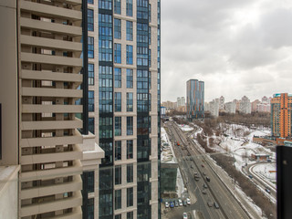 Fototapeta na wymiar Residential area, view above. View of Moscow, Russia