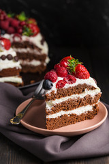 chocolate cake with strawberries