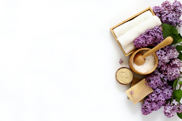 Spa and massage products with lilac
