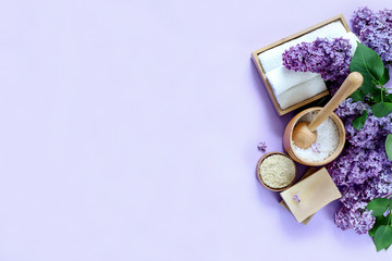 Spa and massage products with lilac