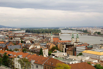 Fototapeta na wymiar Panoramic view of the city, river and island.Budapest. Hungary.