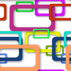 Fototapeta premium Abstract seamless pattern of randomly arranged colored rectangle frames with soft shadows on white background