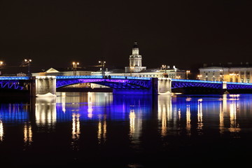 Fototapeta na wymiar bridge at night in saint petersburg