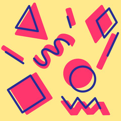Memphis background with abstract shapes