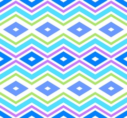 Retro pastel colored zigzag background with rhombuses.Chevron seamless pattern
