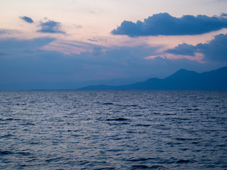beautiful sea sunset at evoikos gulf in central Greece